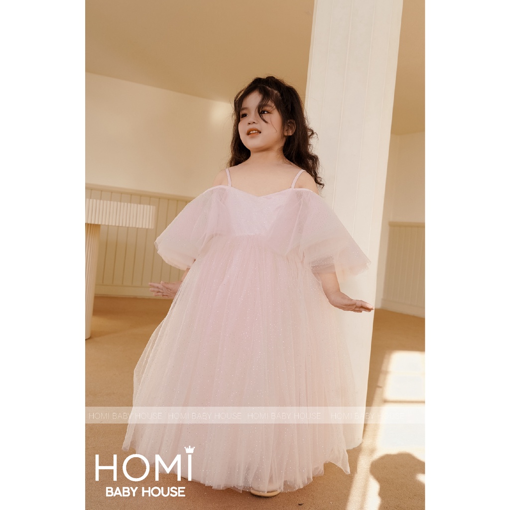 HOMI - Đầm công chúa trễ vai màu hồng cho bé