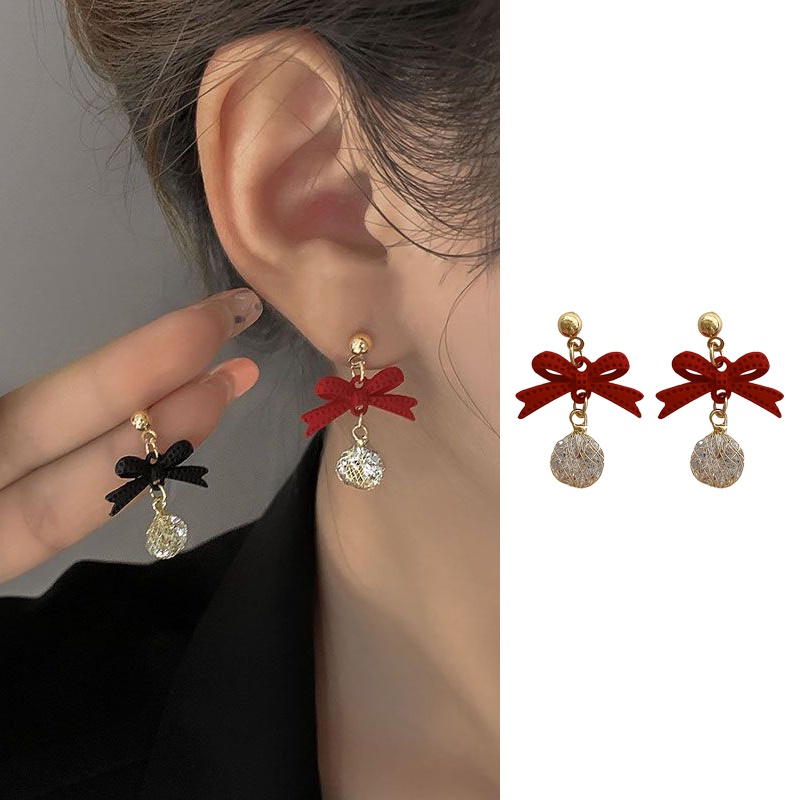 Bông tai mạ bạc 925 hình nơ thời trang thu đông cho nữ