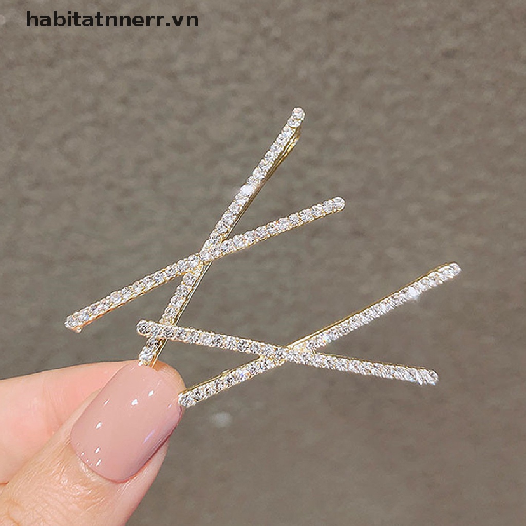 Bộ 2 Kẹp Tóc Chữ X Đính Đá Pha Lê Thời Trang