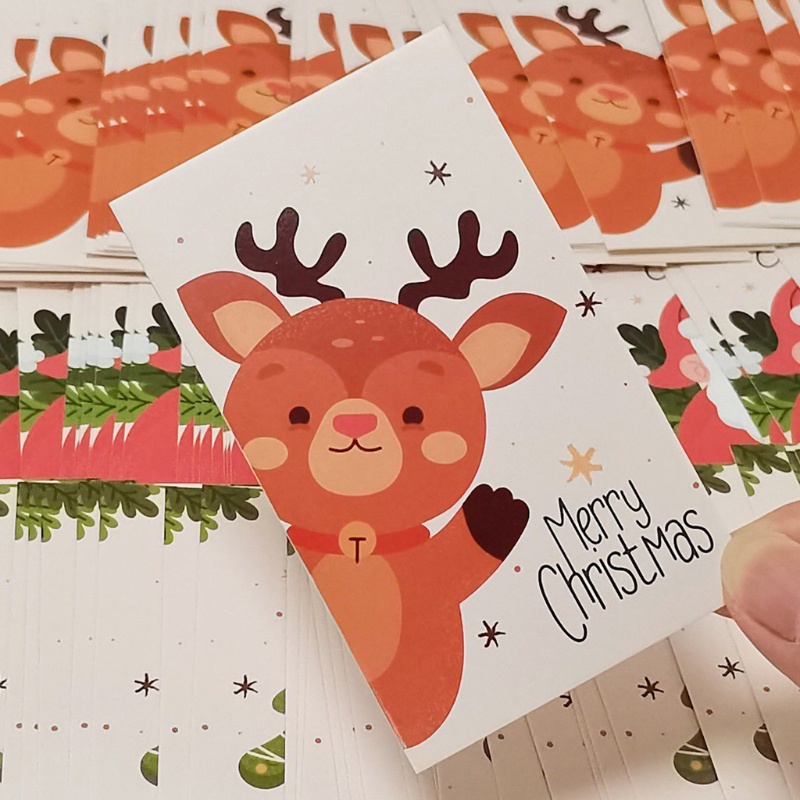 Set 50 thiệp giáng sinh phù hợp làm quà tặng màu trơn