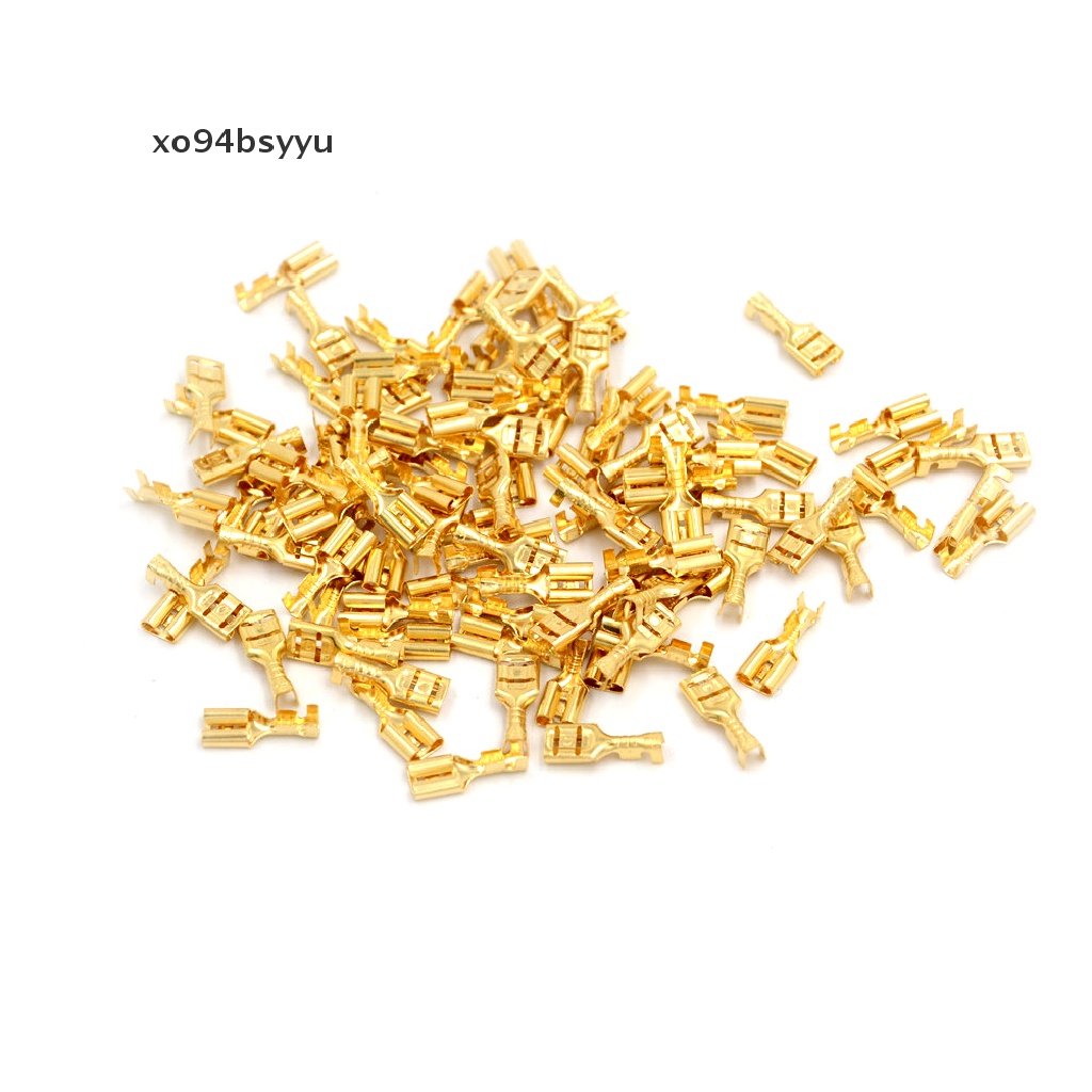 [xo94bsyyu] 100 Pcs 4.8mm Gold Brass Car Speaker Female Spade Terminal Wire Connector .