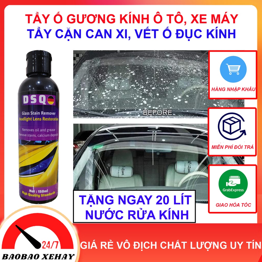 [SPMALL] Tẩy Cặn Canxi - Tẩy Ố Kính Ô tô - Làm Sạch Kính Xe Bị Ố Mốc, Mờ Đục - Giúp Tăng Tầm Nhìn, An Toàn Tài Xế - DSQ