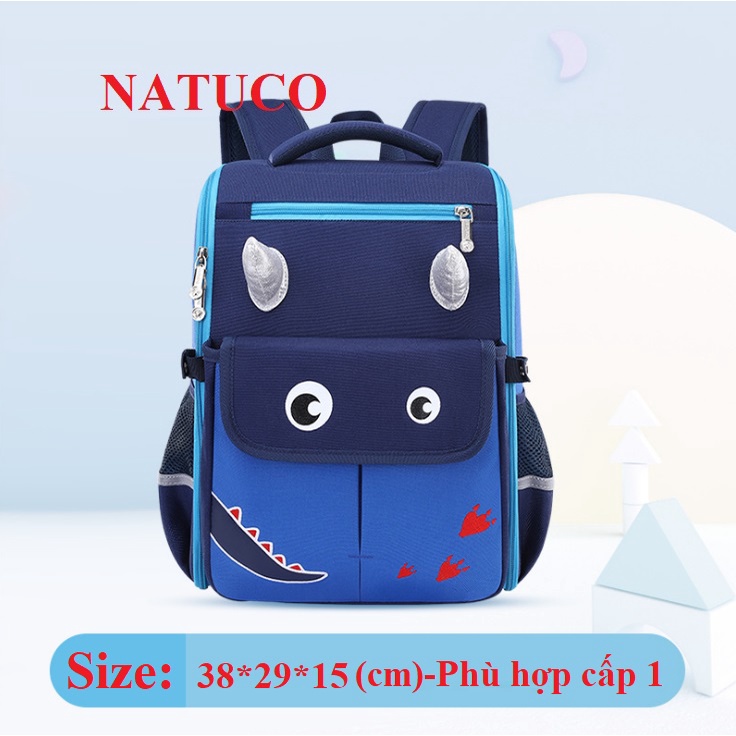 Ba lô hộp chống gù lưng cho học sinh cấp 1 Rồng 2 sừng khung form cứng cáp, hàng cao cấp