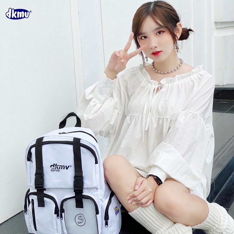 DKMV Balo Logo màu trắng tặng kèm Tote Don't Kill My Vibe | Logo Backpack - White