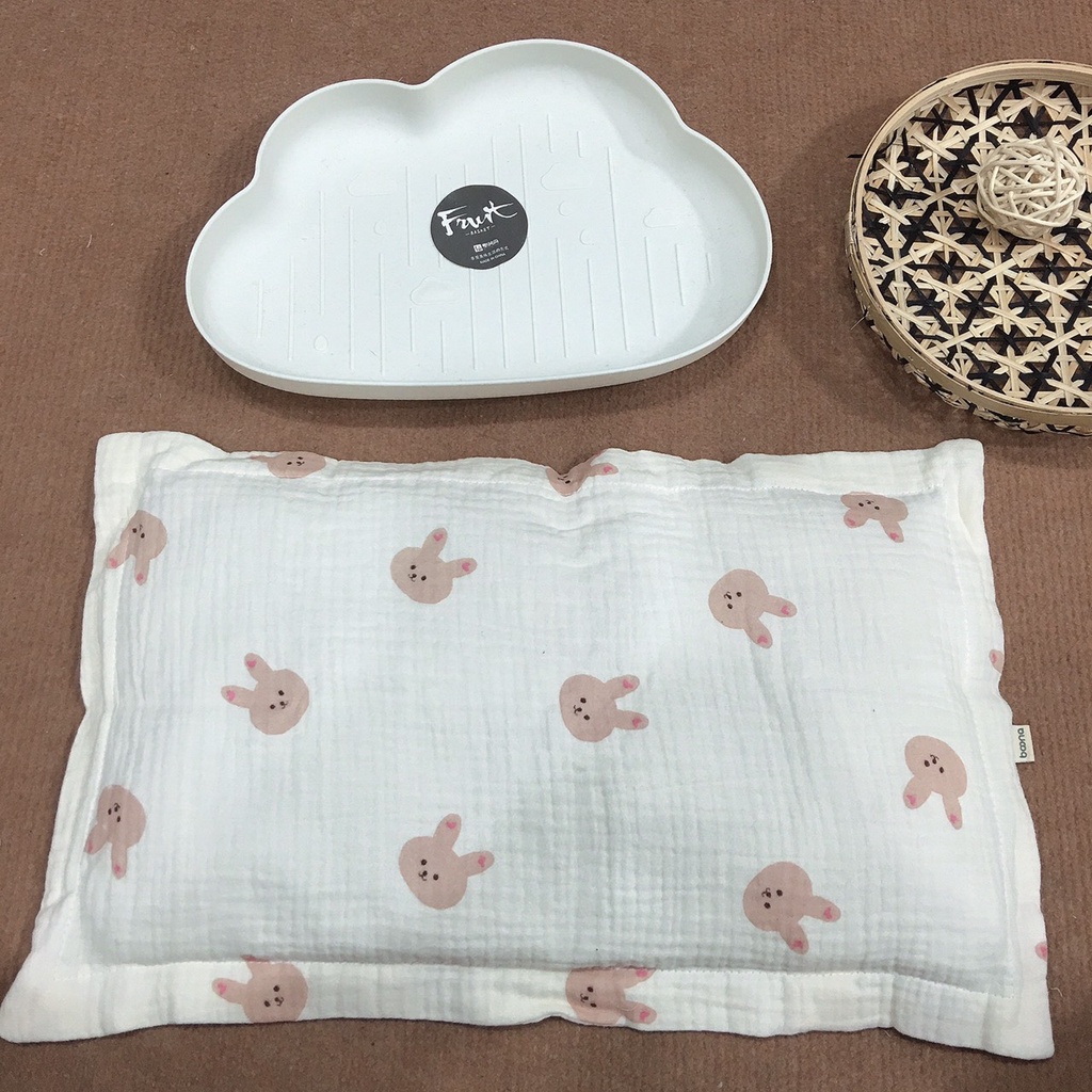 Gối bông xô muslin Be 27x43x1,5cm cho bé sơ sinh