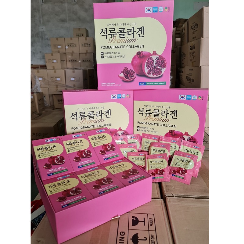 Nước Ép Collagen Lựu KGF Hàn Quốc, Hộp 60 Gói * 50ml, Giúp Làm Đẹp Da, Ngừa Lão Hóa, Thanh Nhiệt Cơ Thể