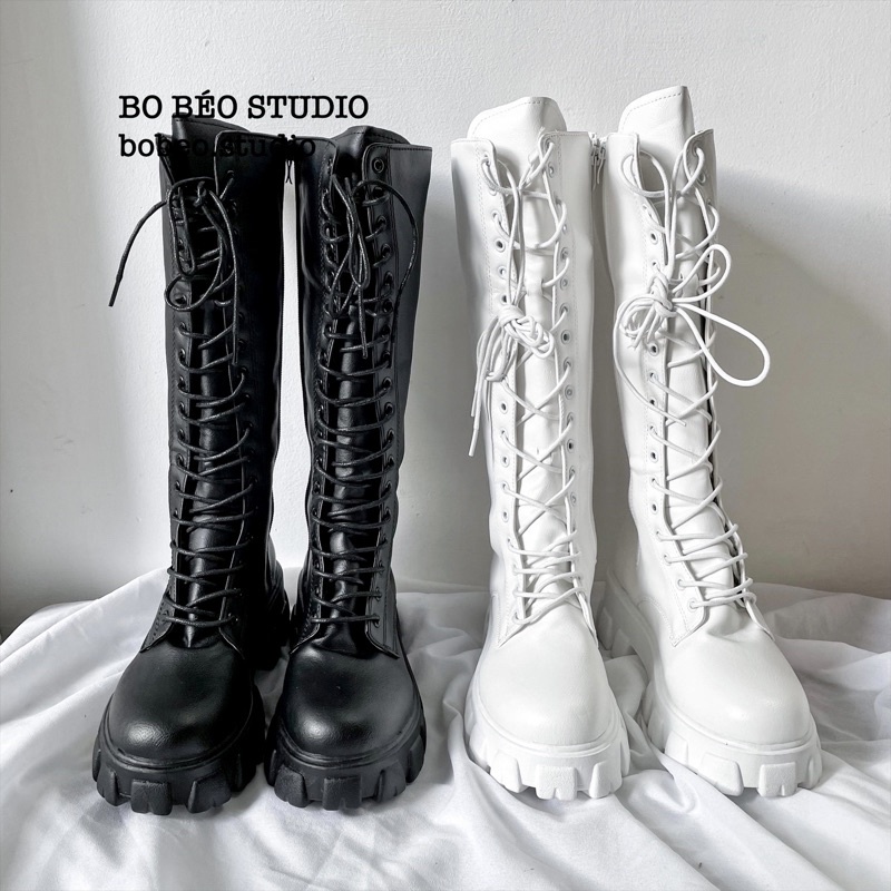 Bốt đùi ulzzang B10 đế răng cưa cao 5cm phong cách hầm hố