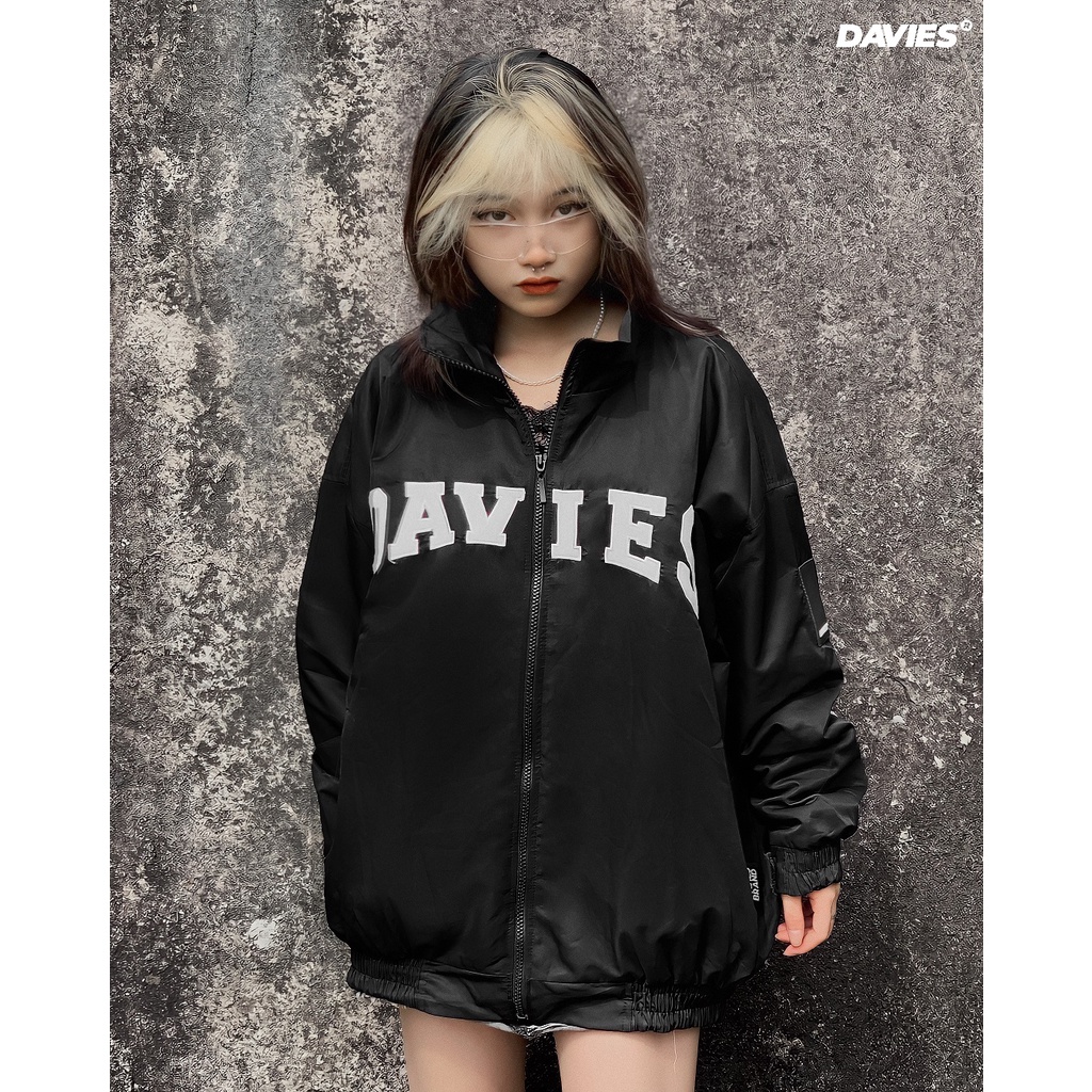 Áo khoác nam nữ form rộng màu đen chần bông Label Cotton Padded Jacket DAVIES| D23-AK4