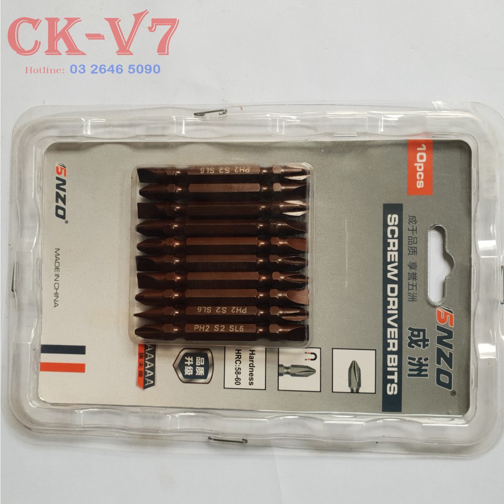 BỘ MŨI TÔ VÍT 2 ĐẦU DÀI 65MM CHO KHOAN