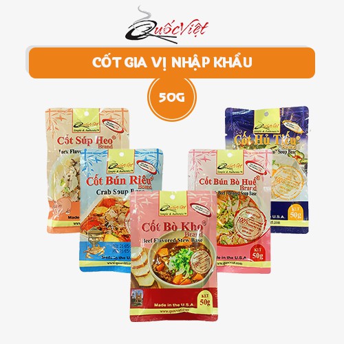 Gia Vị Nấu Hủ Tiếu Cốt Quốc Việt 50g - Nhập Khẩu USA (Bún Bò Huế, Bò Kho, Bún Riêu, Súp Heo)