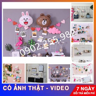 Khung lưới sắt trang trí treo tường, decor (Được tặng kèm móc dán treo tường)