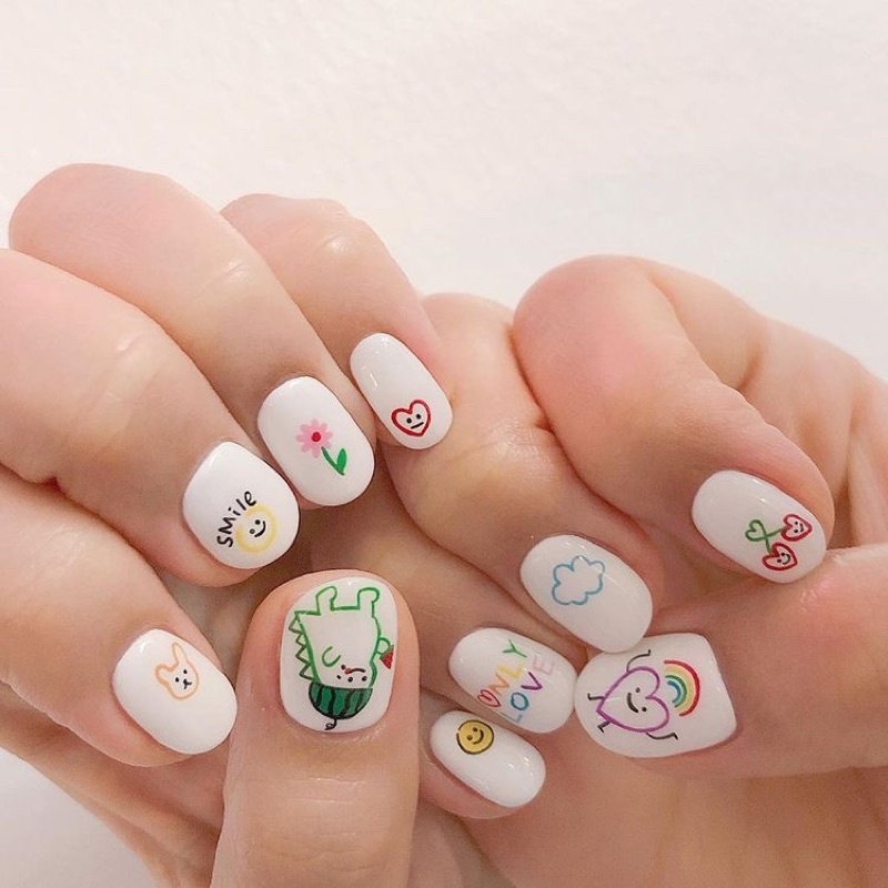 Sticker dán móng hình gấu, thỏ cute