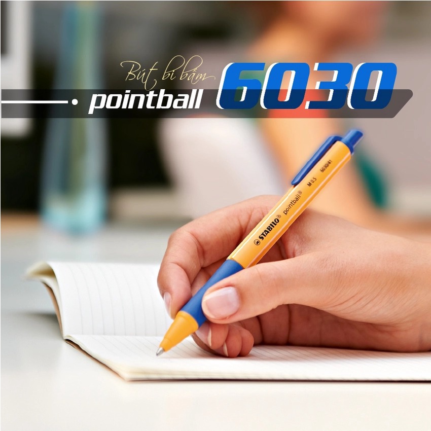 Combo Bút bi bấm STABILO pointball POINT ( Xanh, Đen, Đỏ, Xanh lá, Tím, Xanh nhạt)