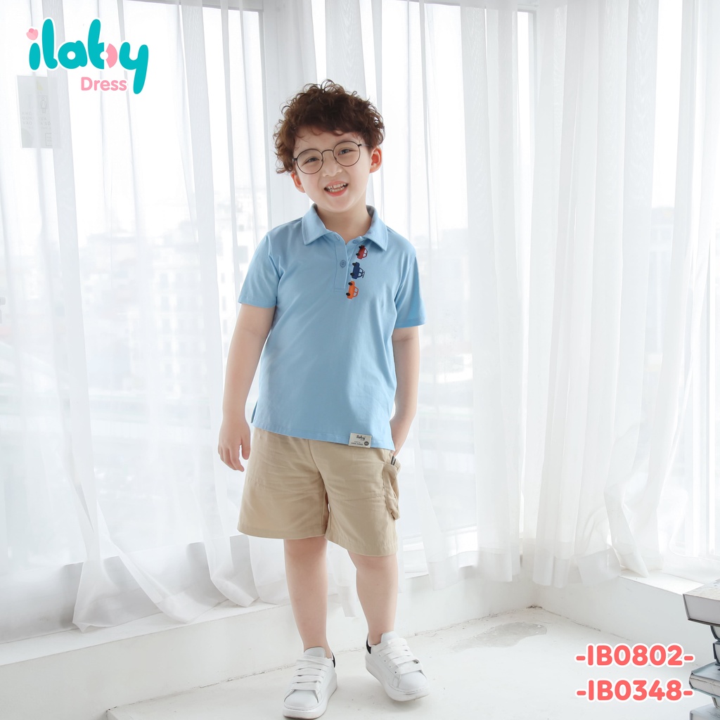 Áo polo bé trai ILABY in hình ô tô chất liệu cotton thoáng mát [20IB08020122]