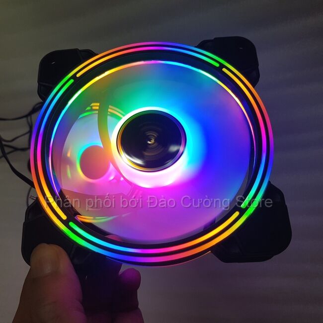 Quạt Fan Case Led 2 Vòng Rings Colours full 12cm Nhiều Màu Hiệu Ứng Đẹp Chuẩn Game Thủ - Không Cần Hub V55