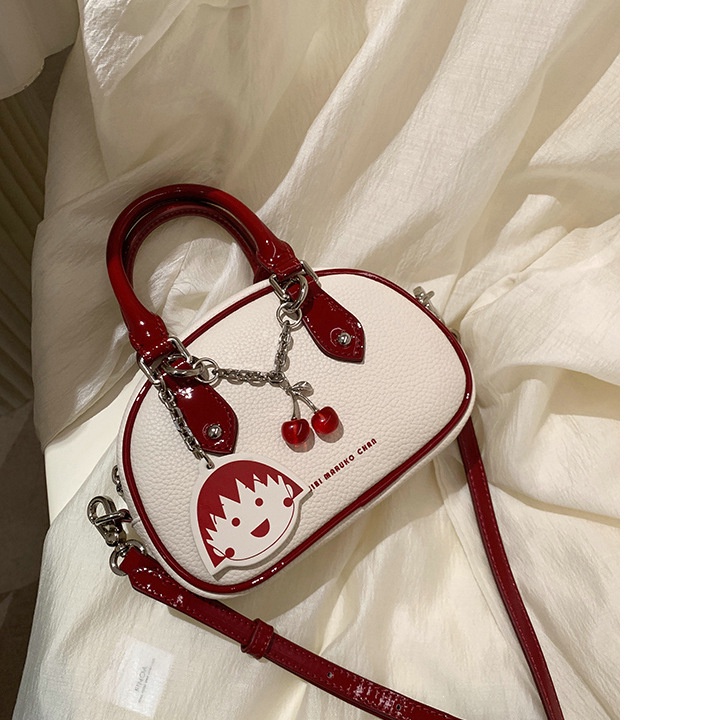 Túi Xách Da Bóng Họa Tiết Cherry Maruko Đáng Yêu Thời Trang Cho Nữ