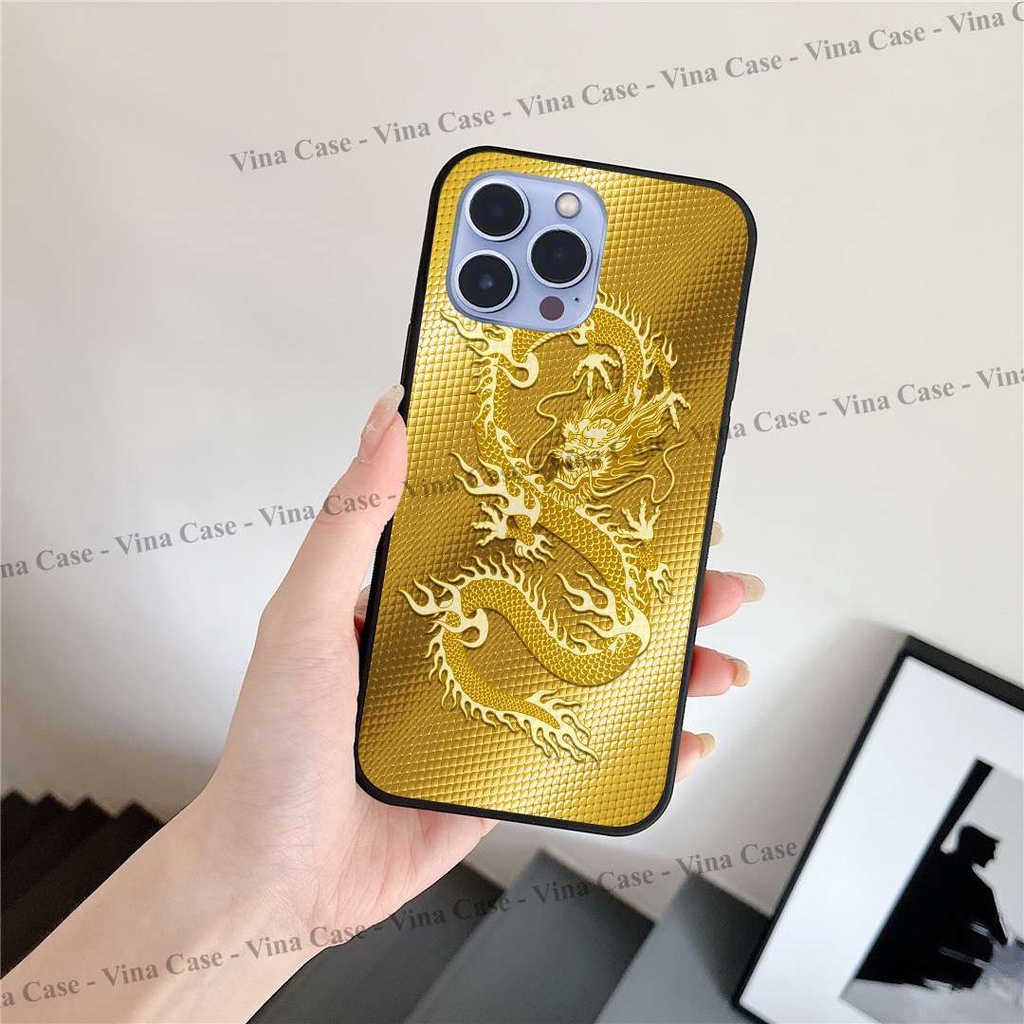 Ốp iPhone 13 Pro - iPhone 13 Pro Max - iPhone 12/12 Pro/12 Mini - iPhone 12 Pro Max in kính hình Rồng Vàng, Rồng Đen 3D.