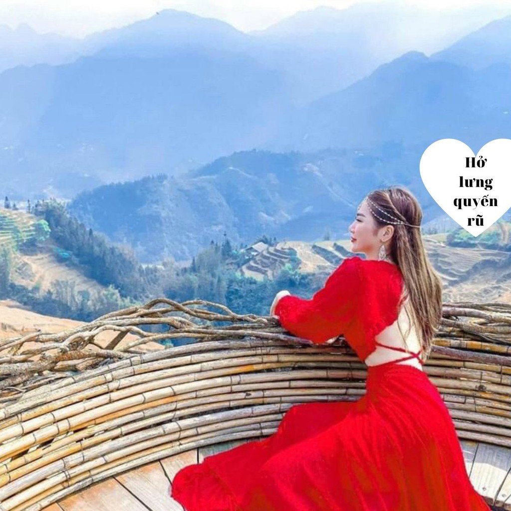 Đầm maxi đi biển dáng dài khoét eo hở lưng cá tính cực xinh phong cách thời trang XUKA-DRESS MT039 chất Voon