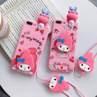 OPPO A12e A31 A5s A3s A9 A5 2020 A12 A1k A37 F11 Pro Realme 5 5i 5s C1 C2 F9 Reno 3 R9S A71 A71k F5 F7 A73 A59 F1s A79 A91 A77 A57 A39 F3 Lite F15 K1 R15X A5 A7X Neo 9 A8 Cute Melody Cartoon Pink TPU Soft Cases Back Cover Stand Holder Strap Lanyard