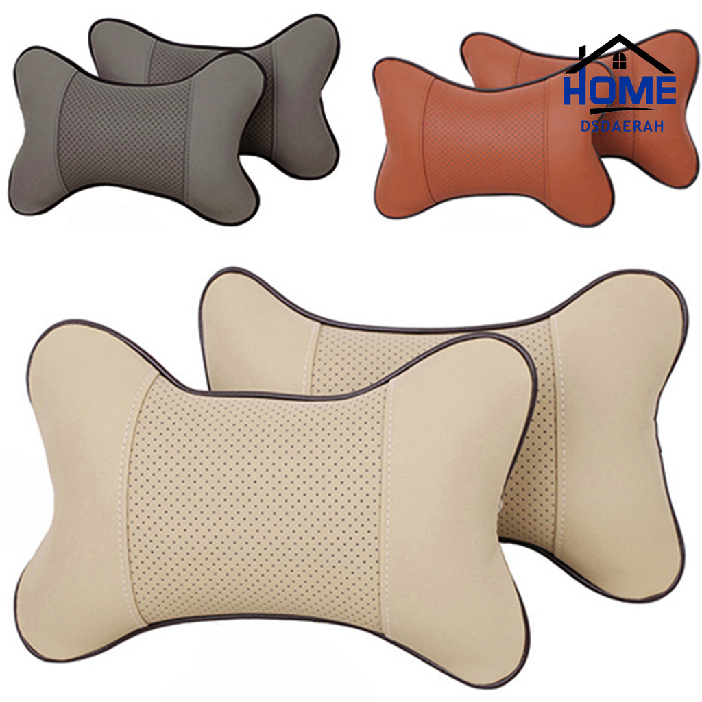 SJ-🔥Headrest Hole-digging Neck Support Faux Leather Auto Pillow for Car