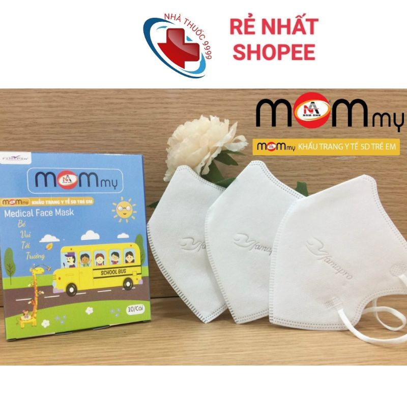 Khẩu trang Mommy Famapro cho bé 3-8 tuổi, hộp 10 cái, khẩu trang Famapro cho bé