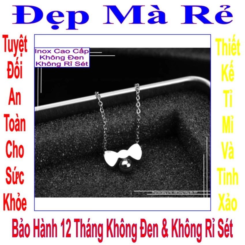 Dây chuyền nữ có mặt hình chiếc nơ treo bi - DCNU00038T015029 (Trắng)