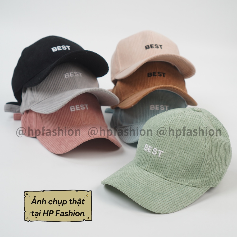 Mũ lưỡi trai ❤️ Nón kết thêu chữ BEST chất nhung tăm cao cấp form unisex nam nữ N57 - Happy Style