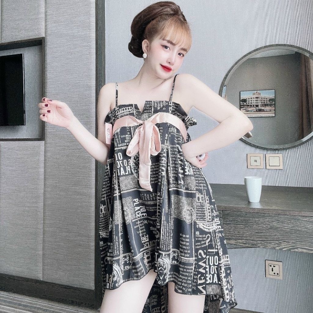 Váy ngủ sexy Miky, Đầm ngủ sexy lụa Satin Chất Siêu Mát Dáng Siêu Xinh&lt;62KG