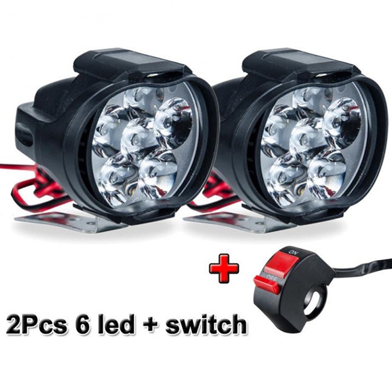 1 Cặp Đèn Pha LED 6 Bóng 1500LM Ánh Sáng Trắng Chuyên Dụng Cho Xe Máy Scooter