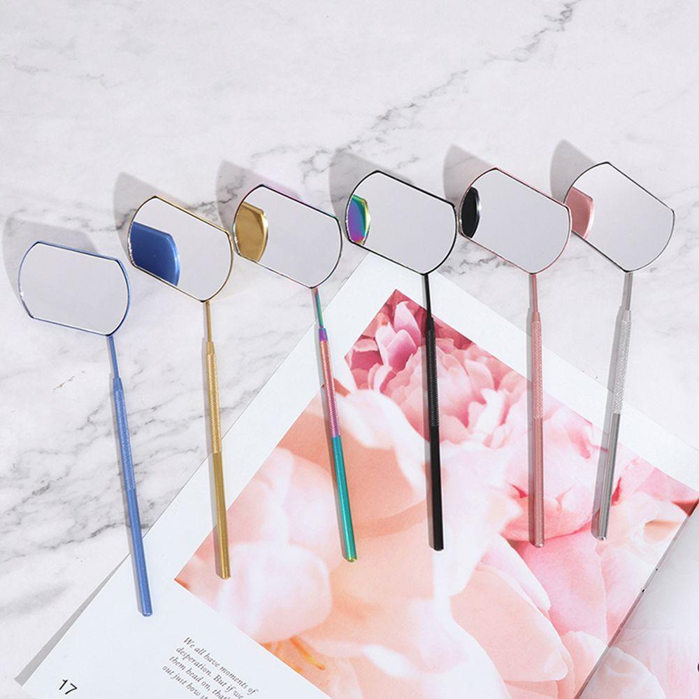 Gương Trang Điểm Lông Mi Bằng Thép Không Gỉ Thiết Kế Tay Cầm Dài Đa Năng Tiện Lợi