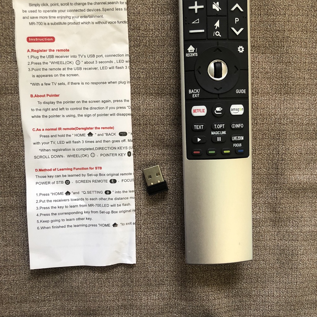 Điều khiển từ xa cho tivi LG MR 700 có cổng USB không giọng nói - Có nút bấm không giọng nói - Được tặng kèm pin
