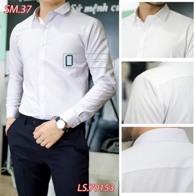 sơ mi lụa trơn nam kiểu dáng hàn quốc màu trắng đỏ đen xanh
