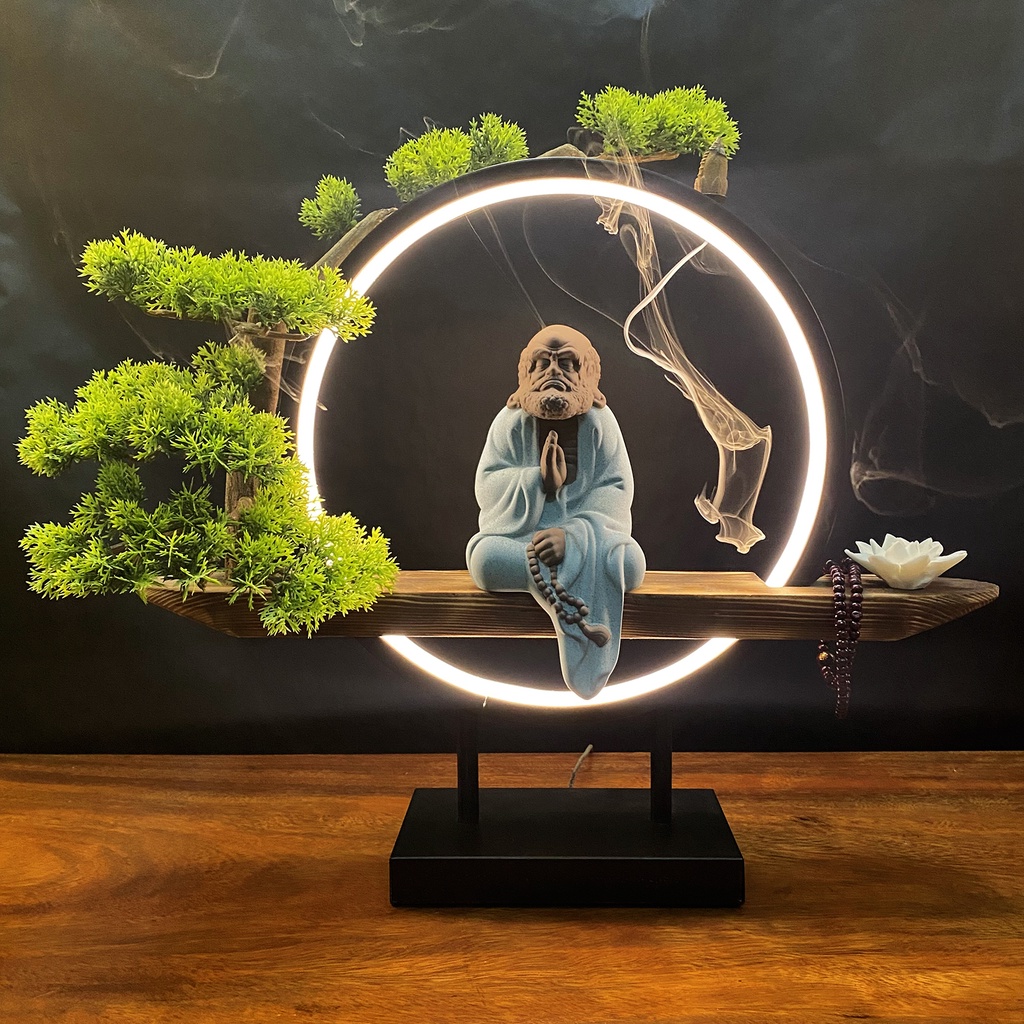 Thác Khói Trầm Hương Đèn Led -Tượng Phât +Phụ Kiện