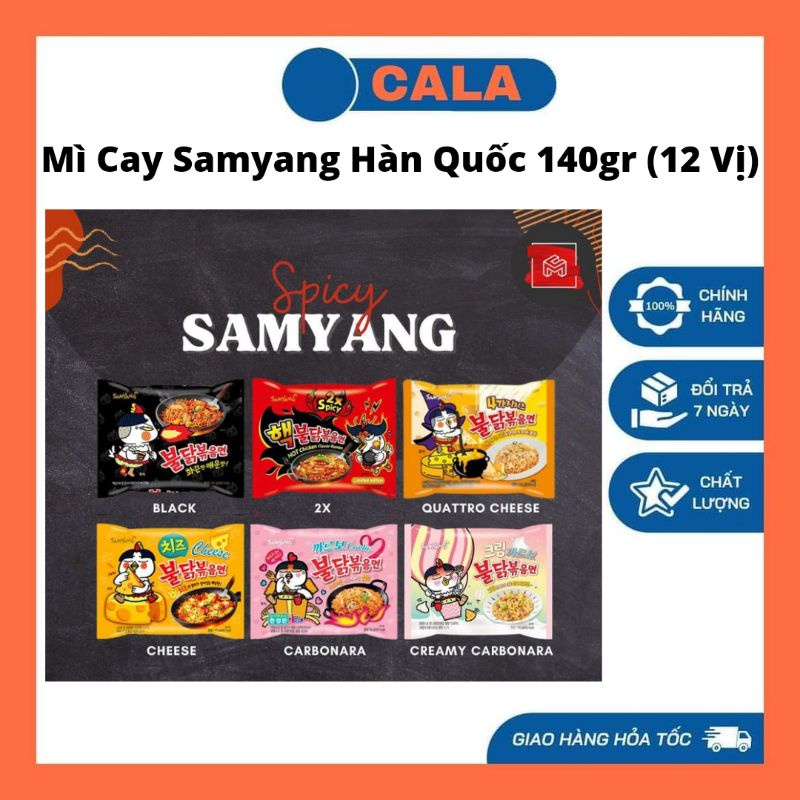 (12 Vị) Mì Cay Samyang Hàn Quốc Đủ Vị 140g