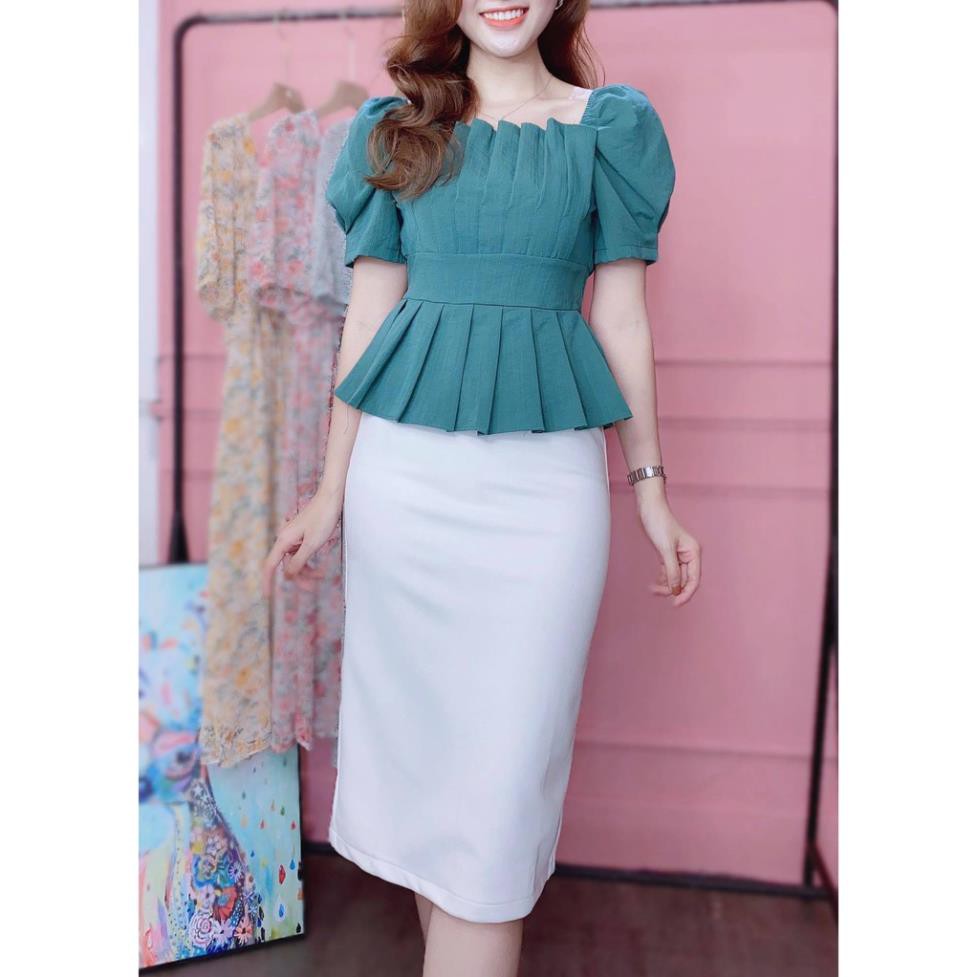 Áo peplum tay phồng che bụng sơ mi kiểu nữ đẹp CHUU A6697 ྇