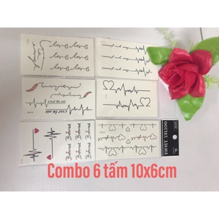 Combo 6 tấm hình xăm dán nhịp tim 10x6cm - Shop phát ngẫu nhiên hoặc khách nhắn tin chọn