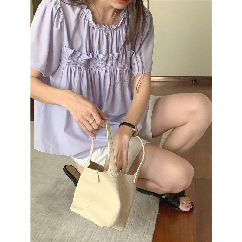 Áo Thun Nữ Ngắn Tay Cổ Tròn Thiết Kế Đơn Giản Thời Trang Mùa Hè Mới