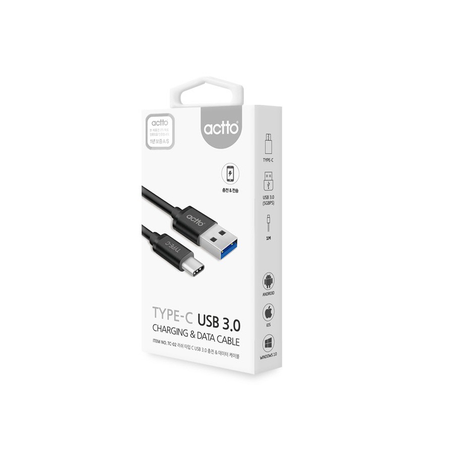 Cáp sạc type C chiều dài 1m Lush Type C USB 3.0 Charging & Data Cable - Actto TC-02