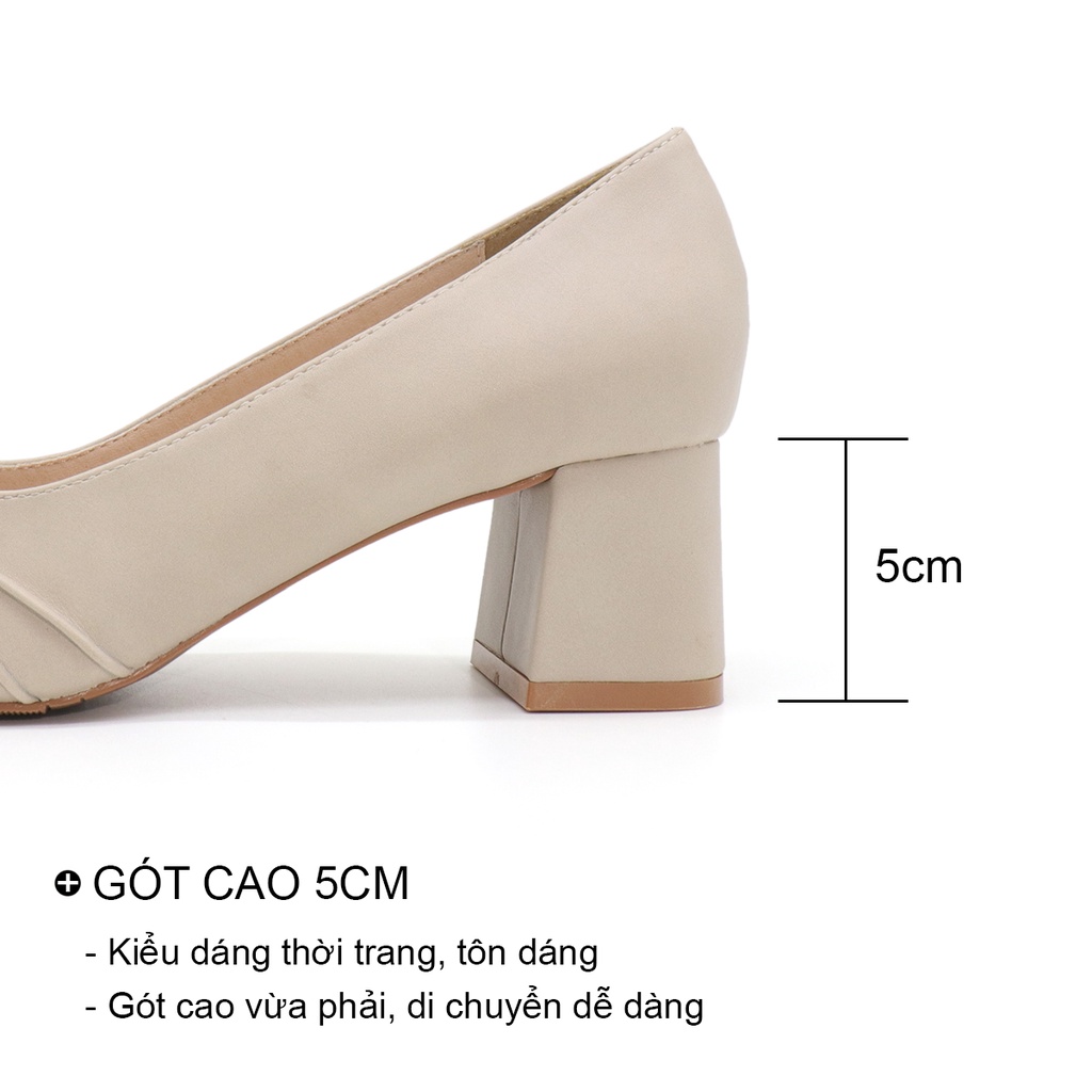 Giày cao gót nữ đế vuông mũi vuông gót cao 5p màu đen trắng kem nude thời trang công sở bAimée &amp; bAmor - MS1704