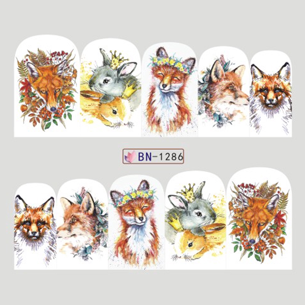 Set 12 Tấm Nhãn Dán Trang Trí Móng Tay Kiểu Dáng Hoạt Hình Dễ Thương