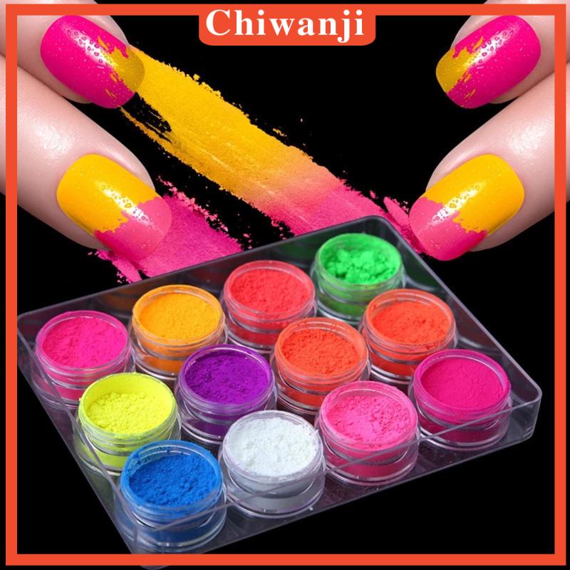 Bột Nhũ Kim Tuyến 12 Màu Sắc Tùy Chọn Trang Trí Móng Tay Nghệ Thuật