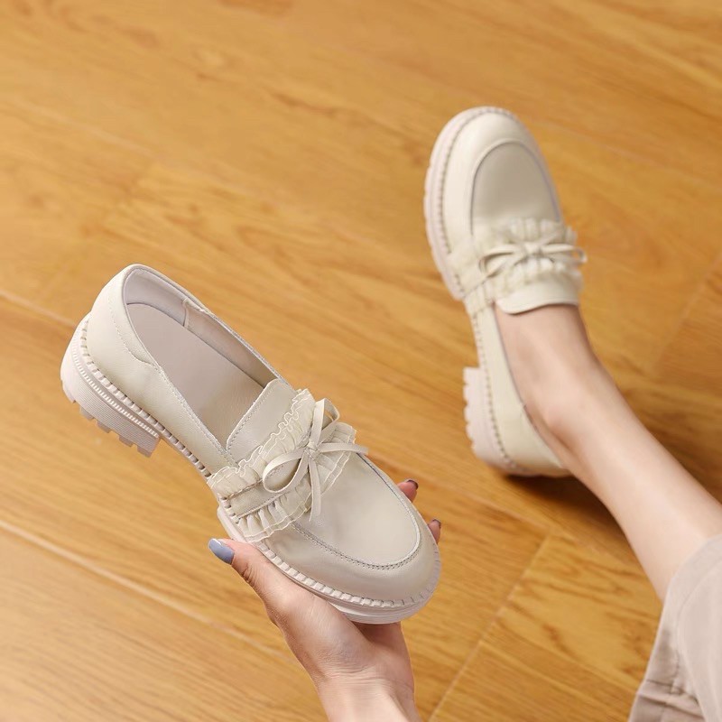 Giày lười oxford Loafer nơ vintage dễ thương ulzzang Hàn Quốc [Yannie] | BigBuy360 - bigbuy360.vn