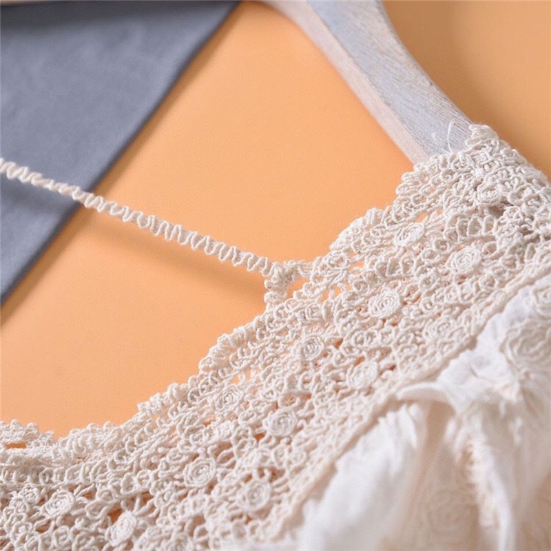 Brroa Đầm Mini Tay Lửng Dáng Rộng Phối Ren Hoa Rỗng Cho Nữ