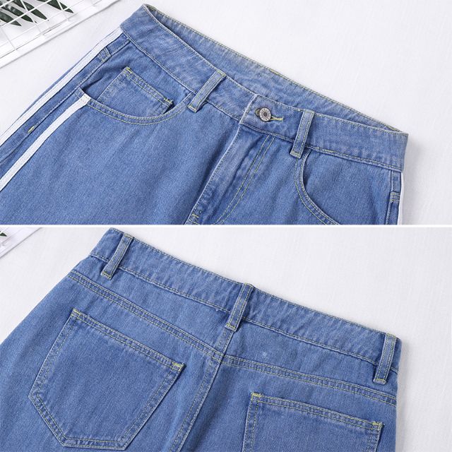 Chân Váy Jeans Sọc 2 Bên Bigsize