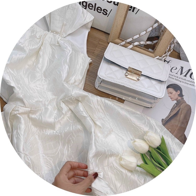 ĐẦM GẤM LỆCH ĐÍNH HẠT XOÈ