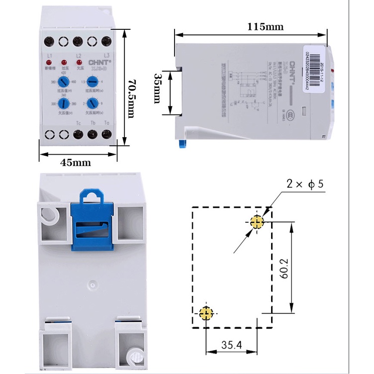 Rơle  bảo vệ điện áp 3 pha Chint XJ3-D, XJ3-G