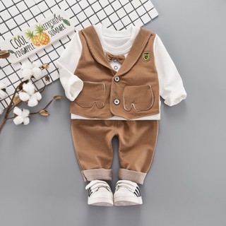 Đồ dự tiệc cho bé trai Đồ vest cho bé trai 1 tuổi Đồ vest trẻ em Shop bán đồ trẻ em Bộ ghi lê 2 túi cổ bẻ