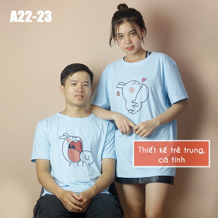 [QUÀ LÀ VÒNG TAY[ Áo thun đôi, Áo phông nam nữ Wado chất cotton mềm mịn in hình icon cute mã A22-23