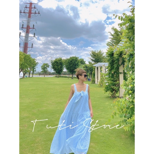 Đầm maxi 2 dây cột nơ MOCHI DRESS