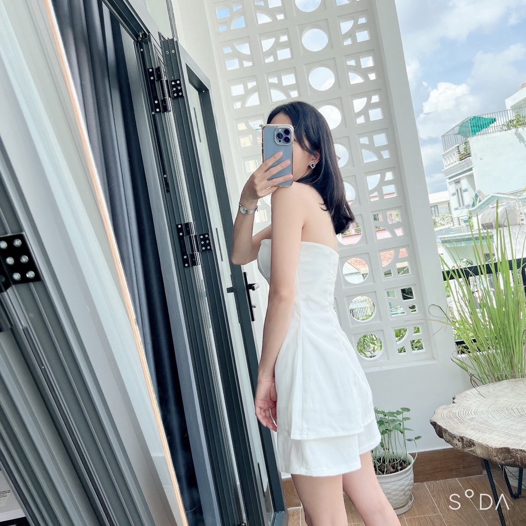 [Ảnh thật] Set quần short áo ống form dài dây kéo sang xịn